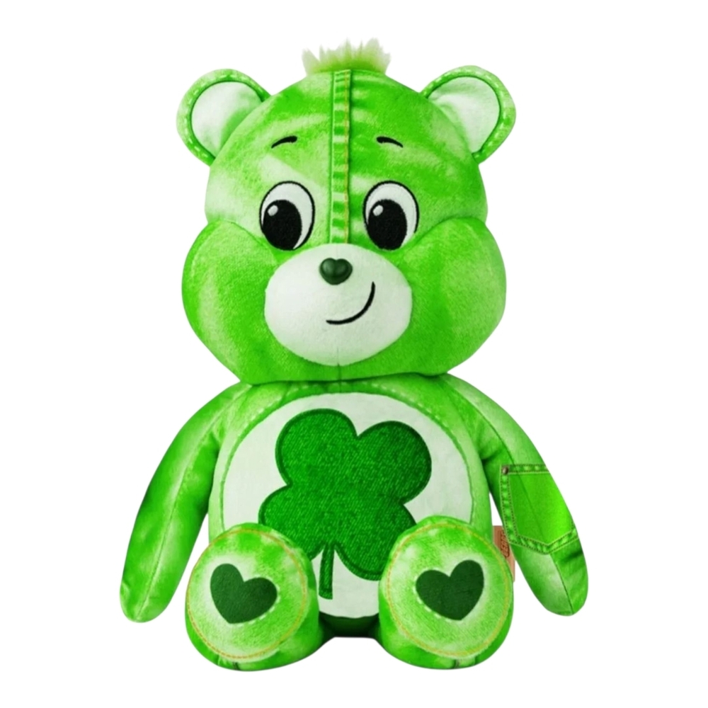 Care Bears 14" Medium Plush, Denim Edition - Good Luck Bear,‎ Eco Friendly, Soft